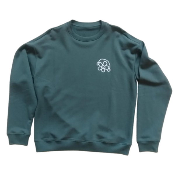 Sweater Verde / Flor Branca